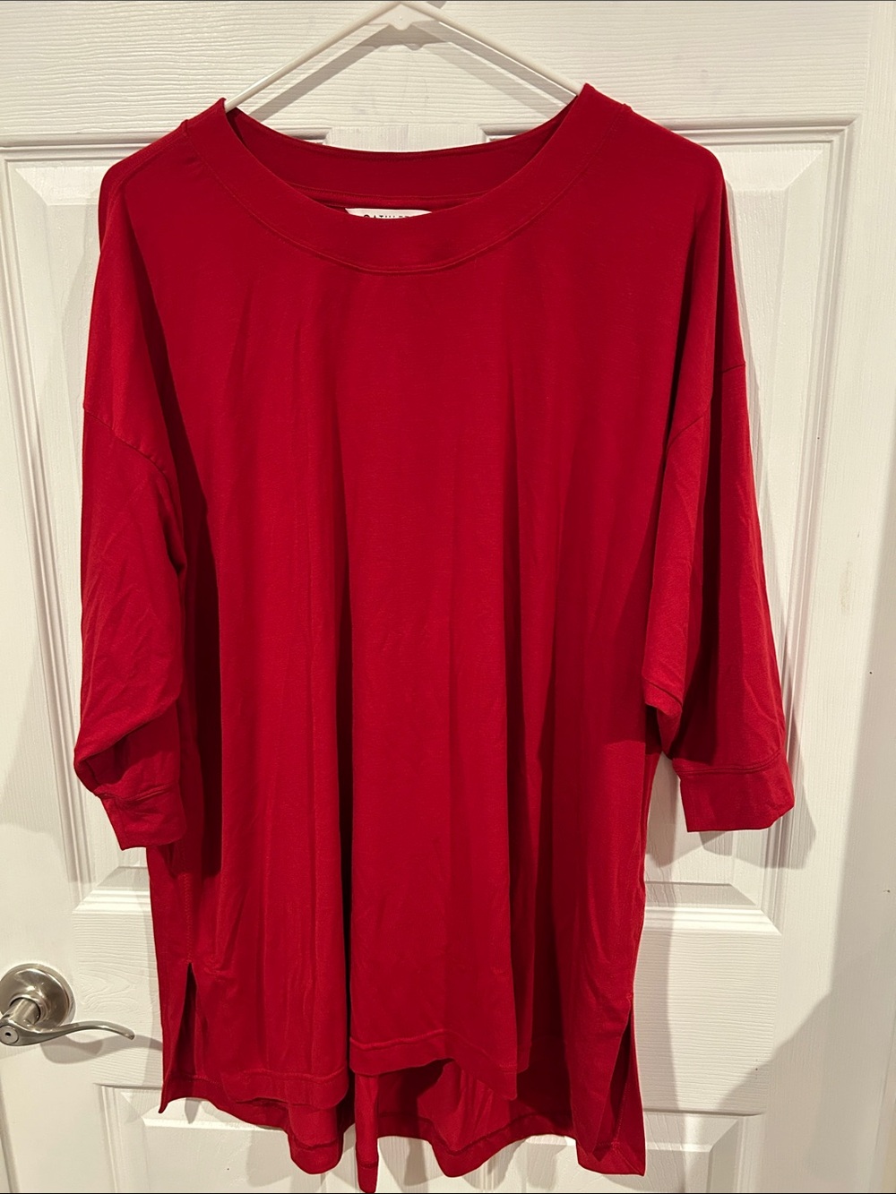 Athleta Top Womens XL Red Tranquility Oversized Tunic Athleisure Cozy